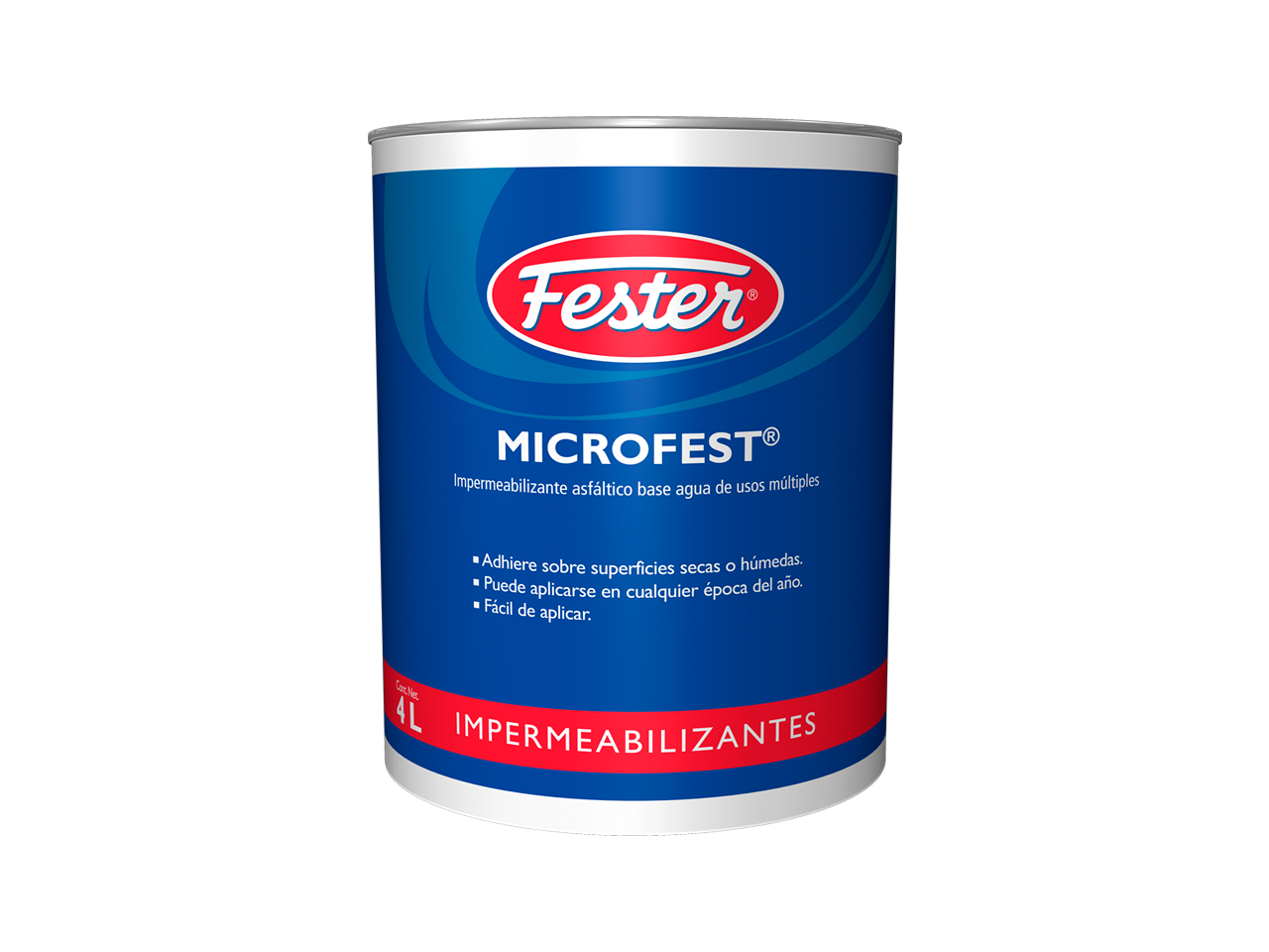 Envase de Fester Microfest impermeabilizante cementoso. Aplicación de Fester Microfest en superficie de concreto. Superficie protegida con Fester Microfest. Detalle del impermeabilizante cementoso Fester Microfest. Protección de concreto con Fester Microfest.